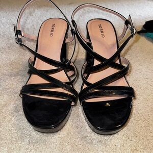 Torrid Glossy Black Strappy Sandals